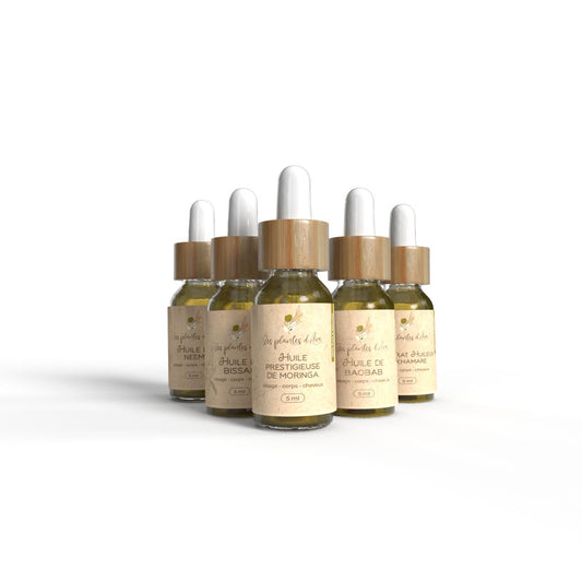 Coffret découverte d’huiles végétales (5 × 5 ml)